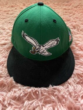 Philadelphia Eagles Mitchell & Ness Fitted Hat 7 3/8 NFL Vintage Green Black Cap